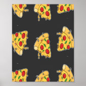 Pizza schneidet das Muster des Essens Poster (Vorne)
