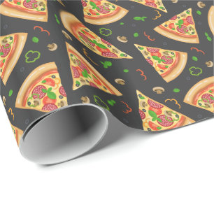 Pizza schneidet Hintergrund Geschenkpapier