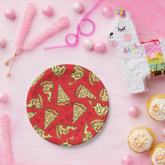 Pizza schneidet Muster Pappteller (Party)