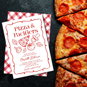 Pizza & Schnuller Handgezeichnete italienische Bab Einladung