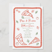 Pizza & Schnuller Sketch Doodle Neutral Baby Dusch Einladung (Vorderseite)