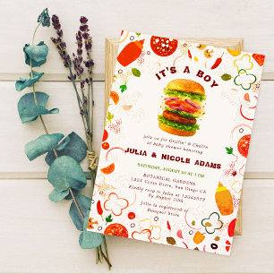 Pizza & Schnuller Toppings Burger GRILLEN Kinderdu Einladung