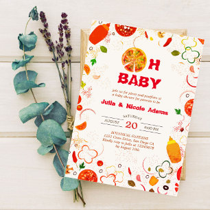 Pizza & Schnullers Barbeque Baby Dusche Einladung