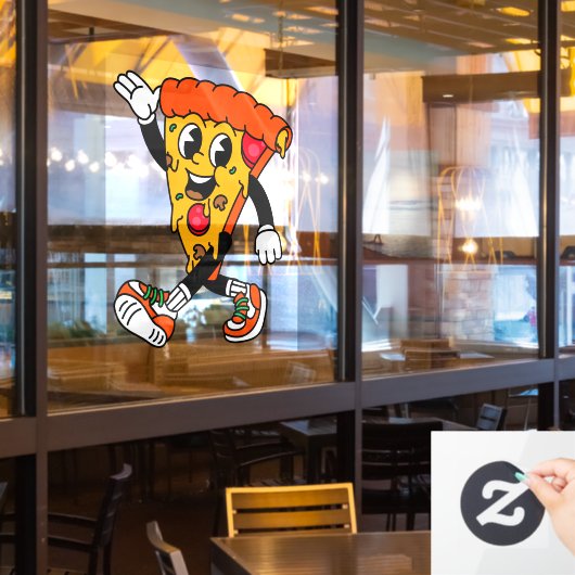 Pizza Shop Cartoon Pepperoni Pizza Slice Fensteraufkleber (Restaurantfenster)