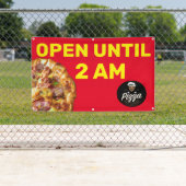 Pizza Shop Logo bis 2 Uhr morgens geöffnet Banner (Insitu)