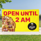 Pizza Shop Logo bis 2 Uhr morgens geöffnet Banner (Außenbereich)