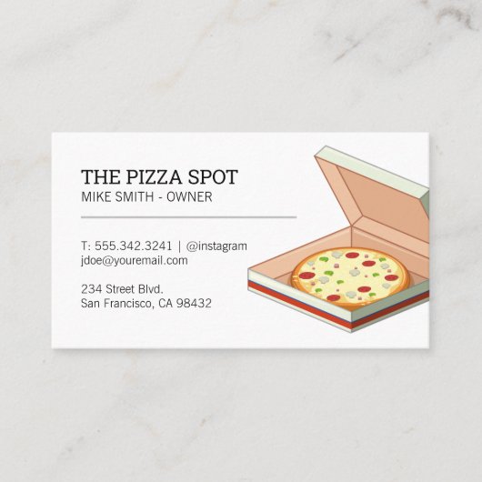 Pizza Shop | Pizza Box Visitenkarte (Vorderseite)
