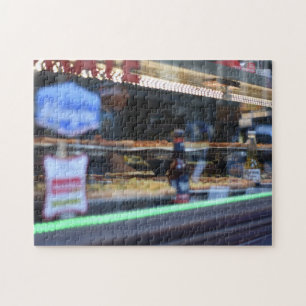 Pizza Shop Reflection Midtown Manhattan New York Puzzle