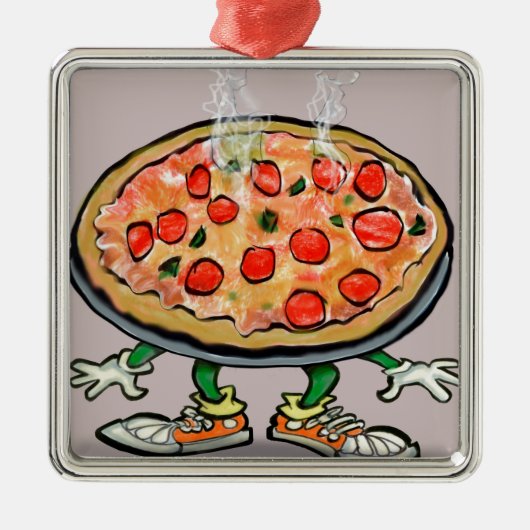Pizza Silbernes Ornament (Vorne)