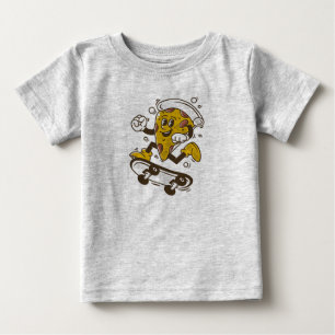 Pizza Skateboard Pizzapfigur niedlicher Cartoon Baby T-shirt