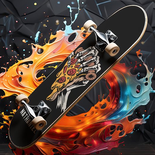 Pizza Skeleton Hand Individuelle Name Skateboard