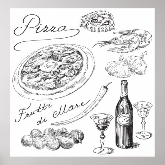 Pizza Sketch Poster (Vorne)