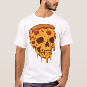 Pizza Skull T - Shirt - Funny Feinschmecker Skelet