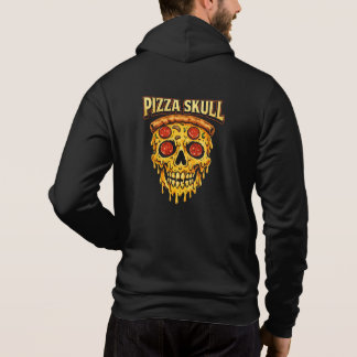 Pizza Skull Vintage Dark Humor Food Lover Design Hoodie