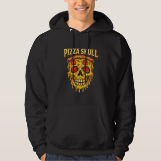 Pizza Skull Vintage Dark Humor Food Lover Design Hoodie