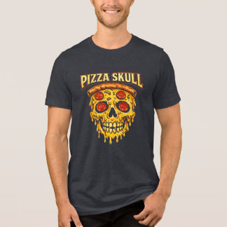 Pizza Skull Vintage Dark Humor Food Lover Design Tri-Blend Shirt