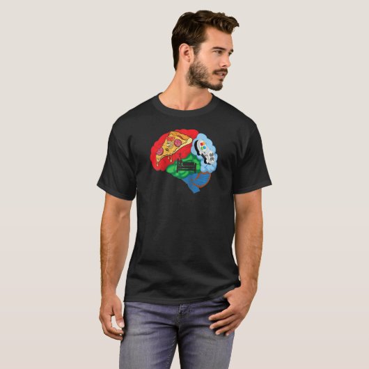 Pizza Sleep and Gamer Brain T Shirt Video Game Lov (Vorne ganz)
