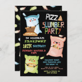 Pizza Sleepover Geburtstagsparty Einladung (Vorne/Hinten)