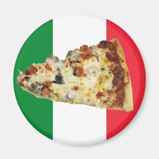 Pizza Slice auf den Farben der italienischen Flagg Magnet (Vorne)