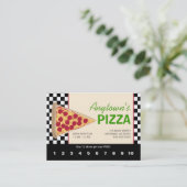 Pizza Slice & Black Checkerboard Pizza Loyalty Treuekarte (Stehend Vorderseite)