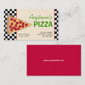 Pizza Slice & Black Checkerboard Pizza Visitenkarte (Vorne/Hinten)