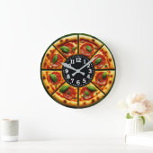 Pizza slice cheesy timepiece pizzeria wall art große wanduhr (Zuhause)