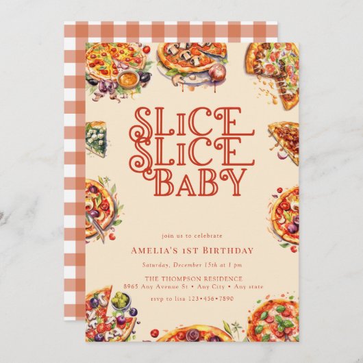 Pizza | Slice | Einladungen zum 1. (Vorne/Hinten)