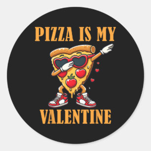 Pizza Slice ist mein Valentinstag Dabbing Kinder T Runder Aufkleber
