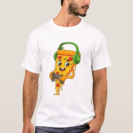 Pizza Slice Kopfhörer Gaming Shirt | Funny Gamer (Vorderseite)