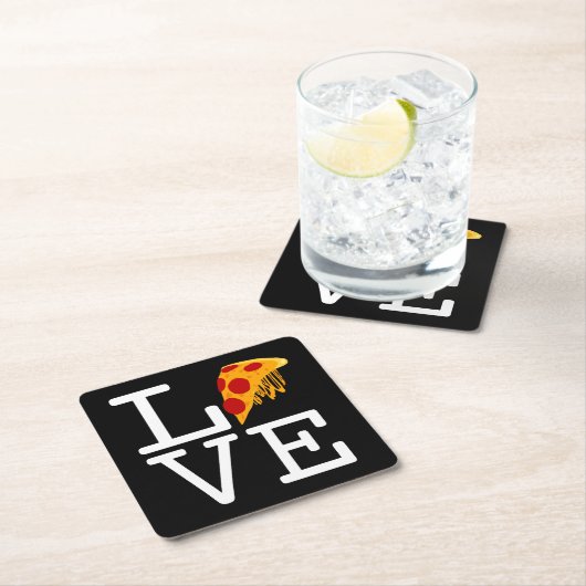 Pizza Slice Liebe Rechteckiger Pappuntersetzer (Vor Ort)