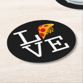 Pizza Slice Liebe Runder Pappuntersetzer (Angewinkelt)
