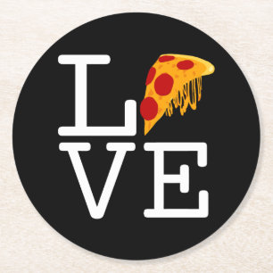 Pizza Slice Liebe Runder Pappuntersetzer