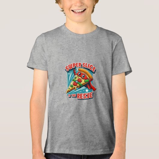 Pizza Slice mit Kapp Tri-Blend Shirt (Vorderseite)