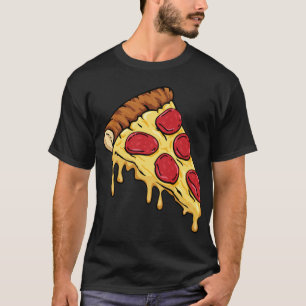 Pizza Slice mit Pepperoni und Cartoon Illu T-Shirt