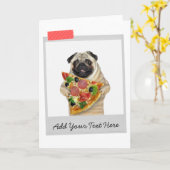 Pizza Slice Mops Hunde Funny Card Karte (Gelbe Blume)