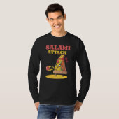 Pizza Slice Motif Ninja Salami Attack Pizza Cheese T-Shirt (Vorne ganz)