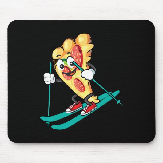 Pizza Slice On Skis Cool Weizen Teig Pie Lovers Gi Mousepad (Vorne)