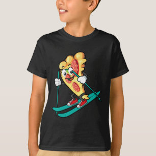 Pizza Slice On Skis Cool Weizen Teig Pie Lovers Gi T-Shirt