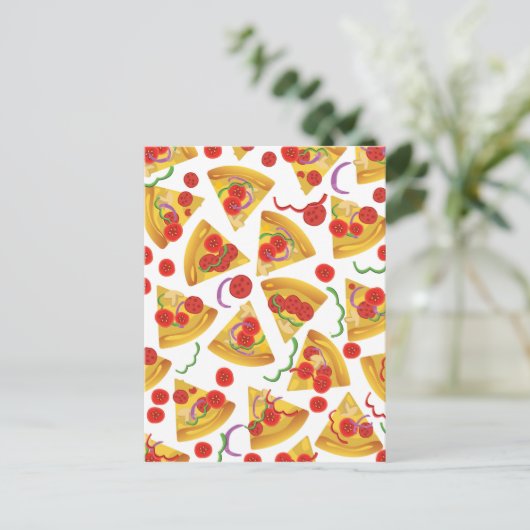 Pizza Slice Pattern Postkarte (Stehend Vorderseite)