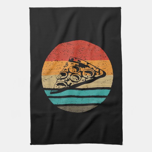 Pizza Slice Retro Style Vintage Geschirrtuch (Vertikal)