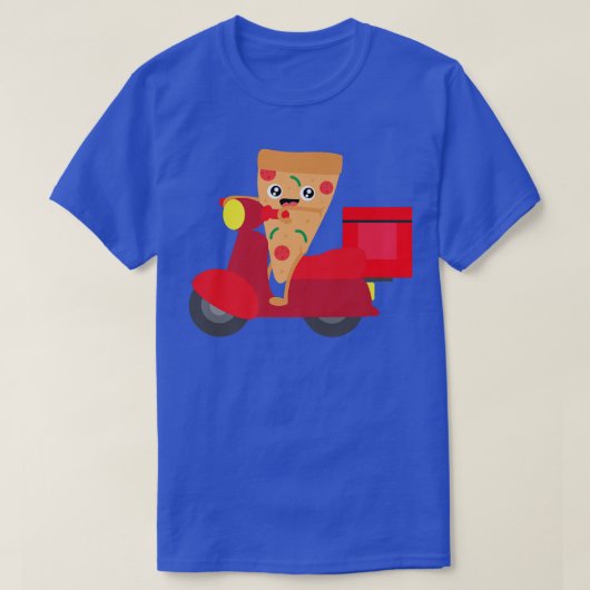 Pizza Slice Scooter Pizza Deliveryman Geschenk T-Shirt (Design vorne)