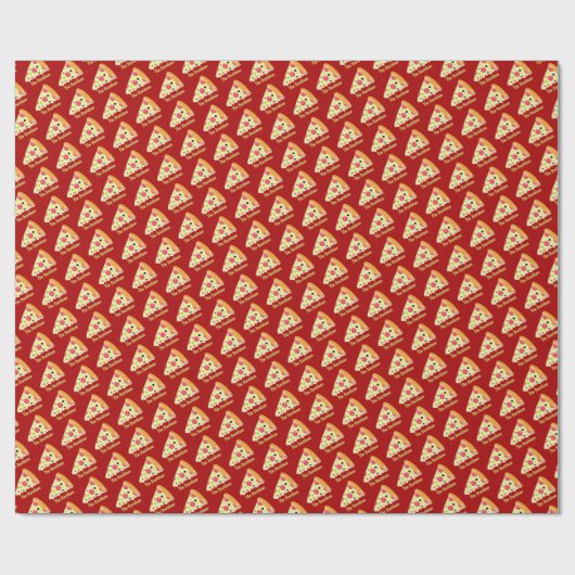 Pizza Slice with Family Name on Red Geschenkpapier (Flach)