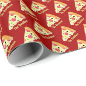 Pizza Slice with Family Name on Red Geschenkpapier (Rolleneckpunkt)