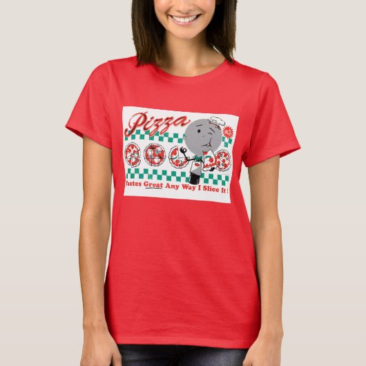 Pizza Slicer Retro Ladys Ringer (CUSTOMIZABLE) T-Shirt (Vorderseite)