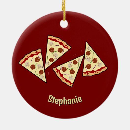 Pizza Slices Design Keramik Ornament (Hinten)