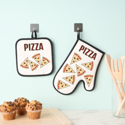 Pizza Slices Design Ofenhandschuh & Topflappen-Set (Insitu (Hängend))