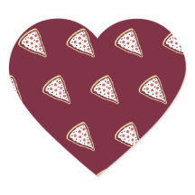 Pizza Slices Heart Stickers (Tomatenrot)
