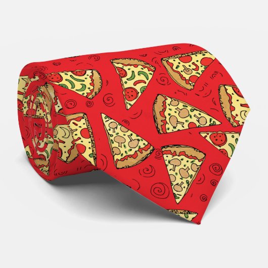 Pizza Slices Red Pattern Novelty Krawatte (Gerollt)