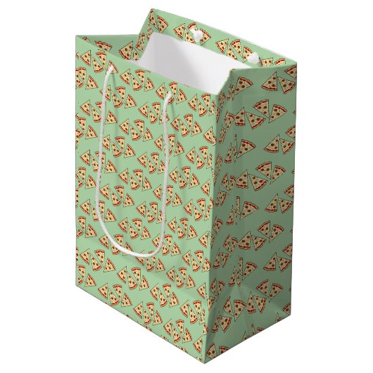 Pizza Slices Tiled Design Mittlere Geschenktüte (Vorderseite Schrägansicht)