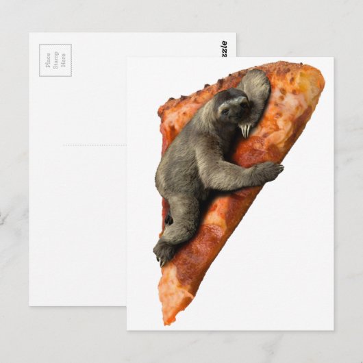 Pizza Sloth Postkarte (Vorne/Hinten)
